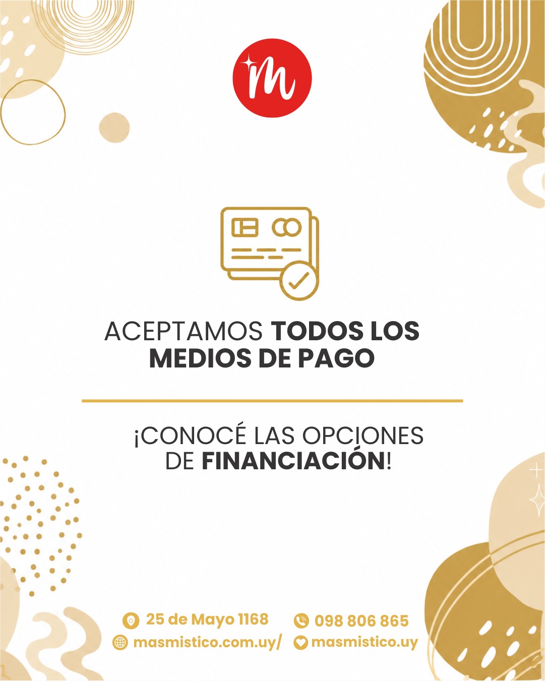 Pieza de difusión con los medios de pago y las opciones de financiación