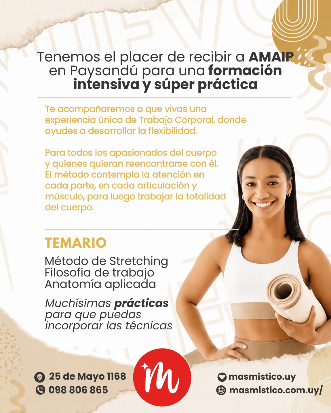 Pieza de difusión con la bienvenida de AMAIP y el temario del curso